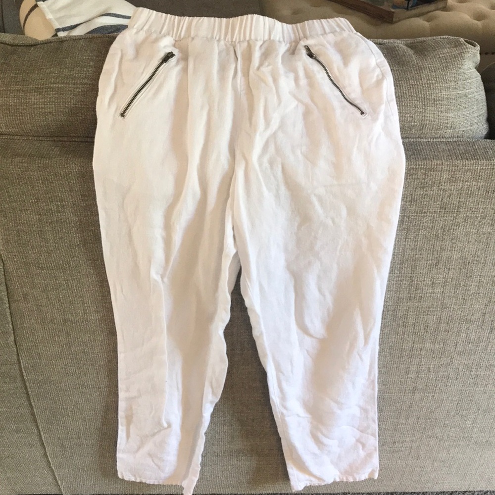 White linen pants